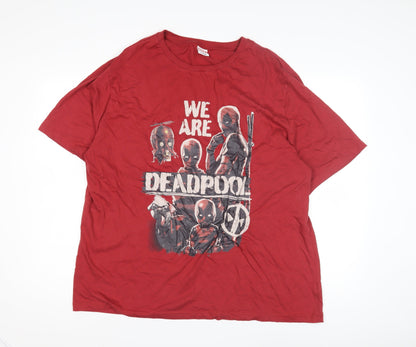 Marvel Deadpool Men's 2XL Red Graphic T-Shirt