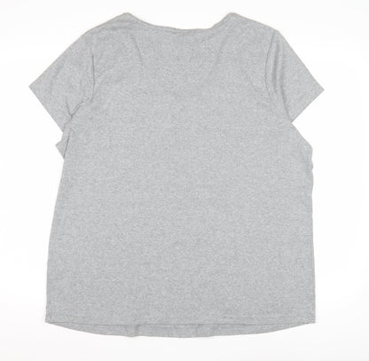 Maine New England Women's Grey Floral V-Neck T-Shirt Size 22