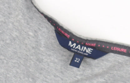 Maine New England Women's Grey Floral V-Neck T-Shirt Size 22