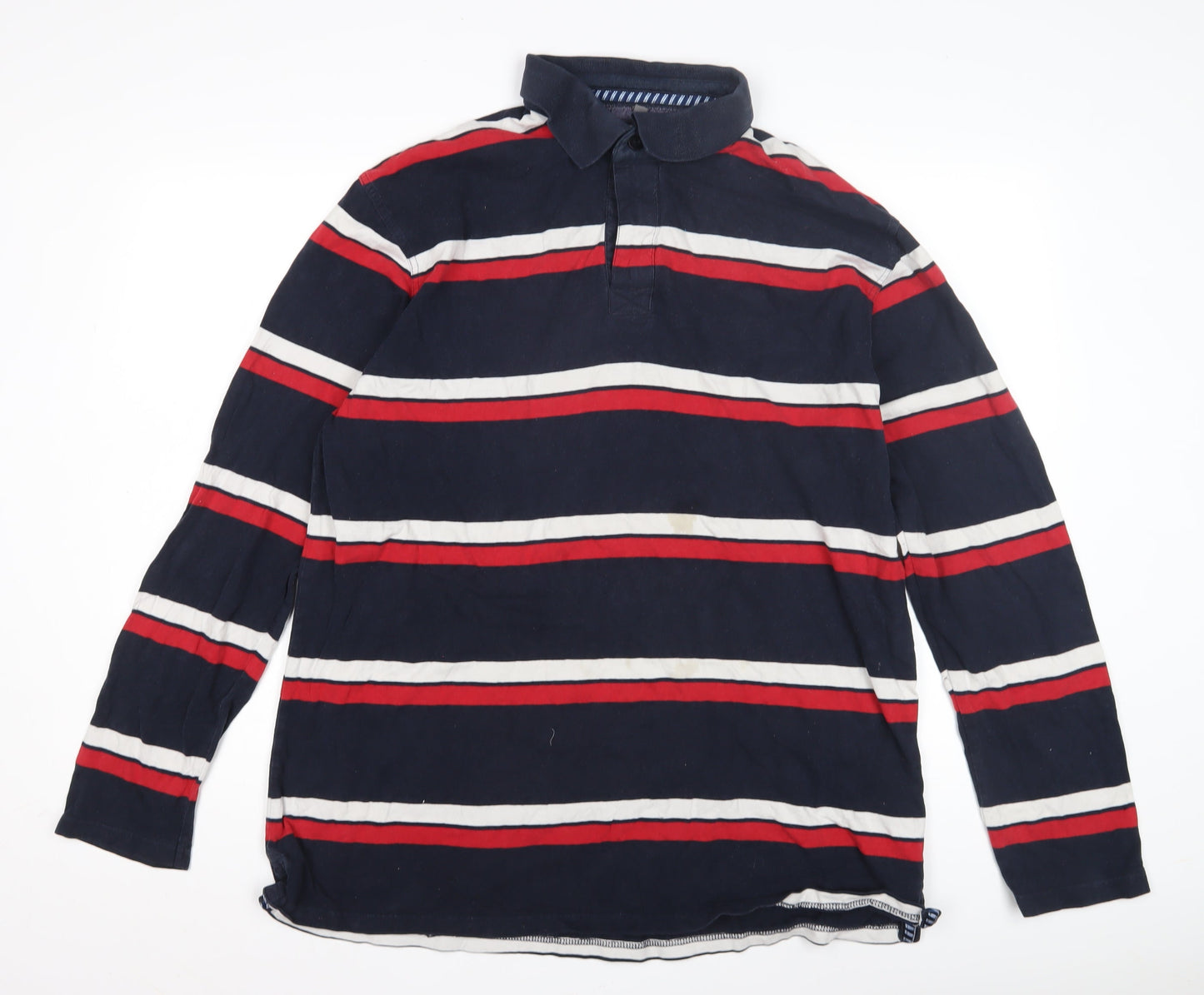 Boston Crew Men's XL Blue Striped Long Sleeve Polo