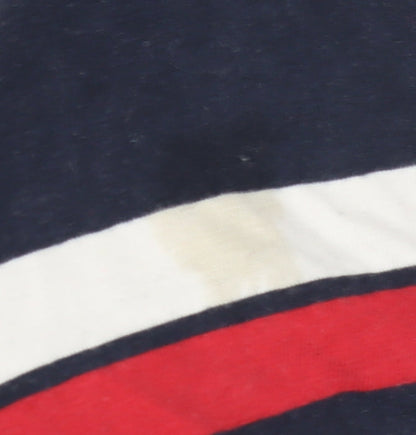 Boston Crew Men's XL Blue Striped Long Sleeve Polo