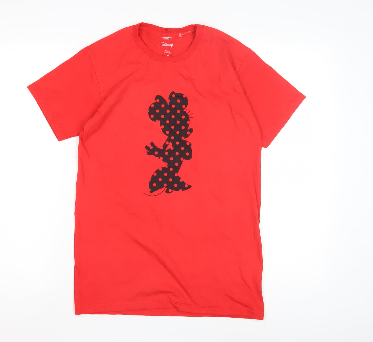 Womens UK Size S Disney Red Basic T-Shirt