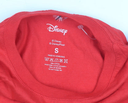 Womens UK Size S Disney Red Basic T-Shirt