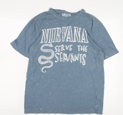 Nirvana Men's Blue Medium Band Graphic T-Shirt