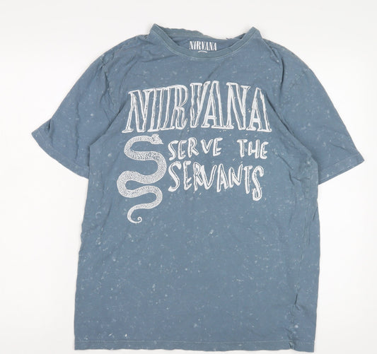 Nirvana Men's Blue Medium Band Graphic T-Shirt