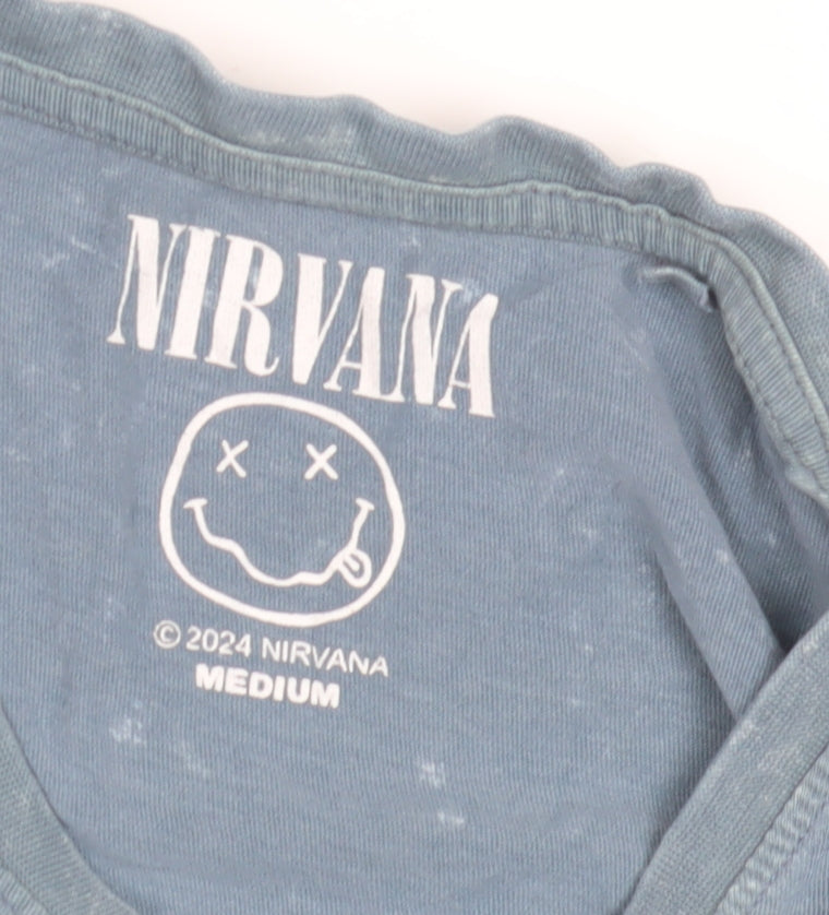 Nirvana Men's Blue Medium Band Graphic T-Shirt
