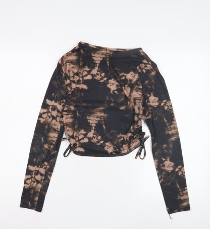 Boohoo Women's Black Tie-Dye Cropped Top Size 10