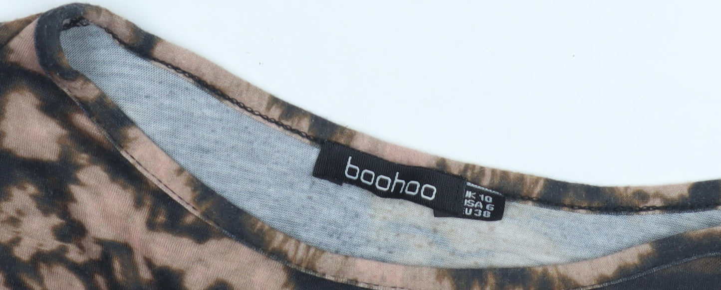 Boohoo Women's Black Tie-Dye Cropped Top Size 10