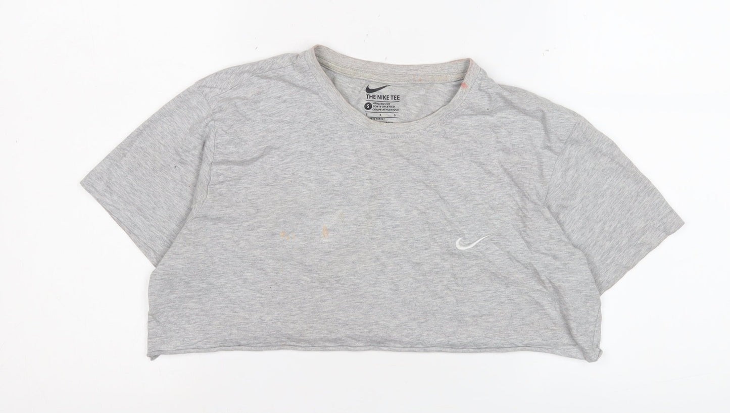 Unisex Adults UK Size S Nike Grey Cropped T-Shirt