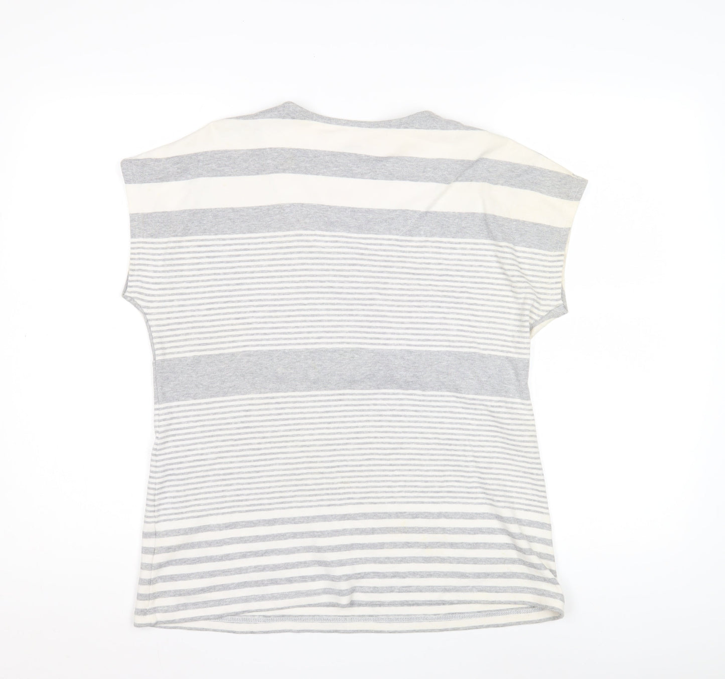 Dash Women's Grey Striped V-Neck T-Shirt - Size 14