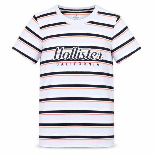 Hollister Boys' Multicoloured Striped Crew Neck T-Shirt XS