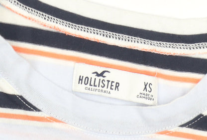 Hollister Boys' Multicoloured Striped Crew Neck T-Shirt XS