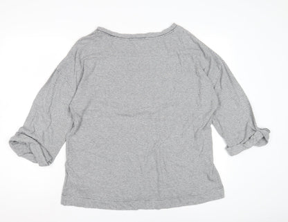 Gap Women's Grey Striped Jersey Top Size L