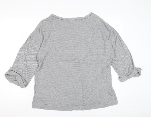 Gap Women's Grey Striped Jersey Top Size L