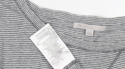 Gap Women's Grey Striped Jersey Top Size L