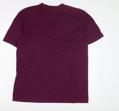 Nike Men's Purple V-Neck T-Shirt, Size L, Logo Accent