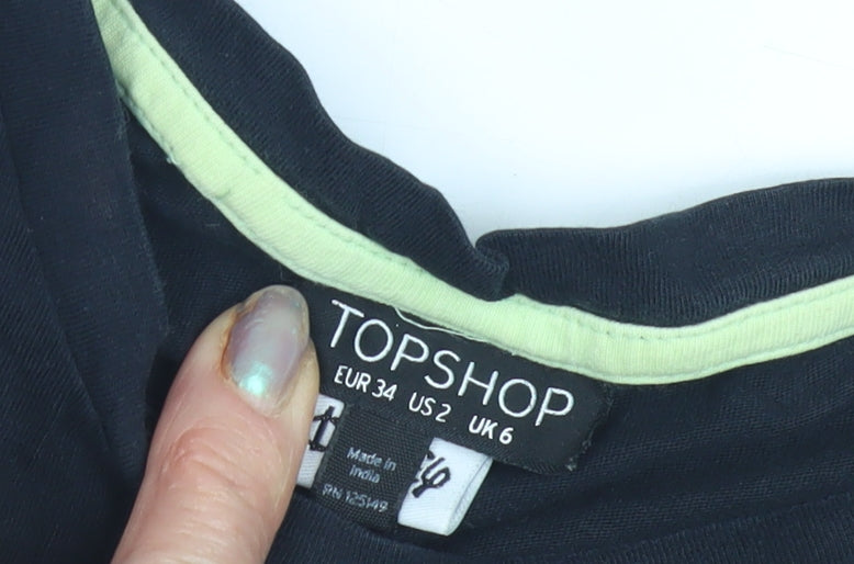 Womens UK Size 6 Topshop Black  T-Shirt