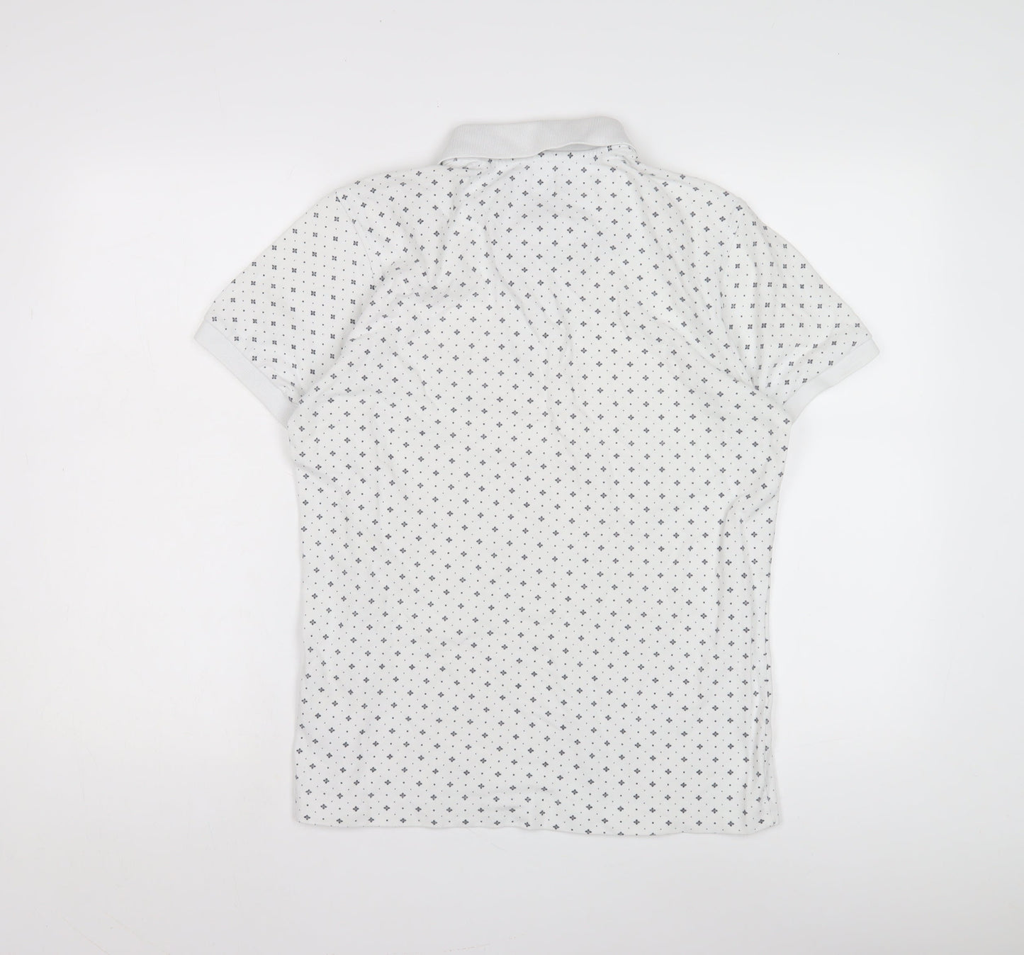 Pretty Green Men's White Geometric Polo Shirt, Size M