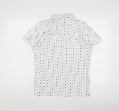 Pretty Green Men's White Geometric Polo Shirt, Size M