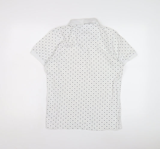 Pretty Green Men's White Geometric Polo Shirt, Size M