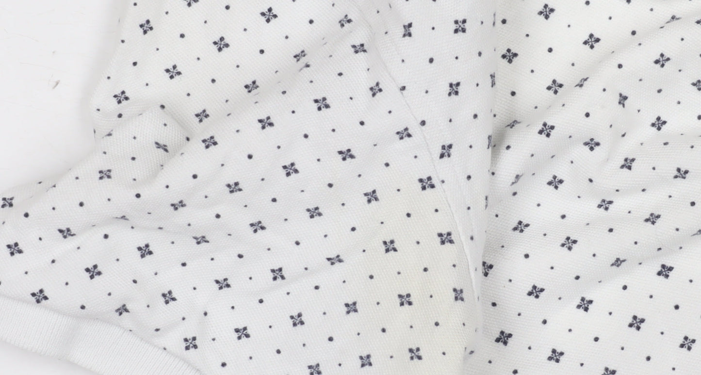 Pretty Green Men's White Geometric Polo Shirt, Size M