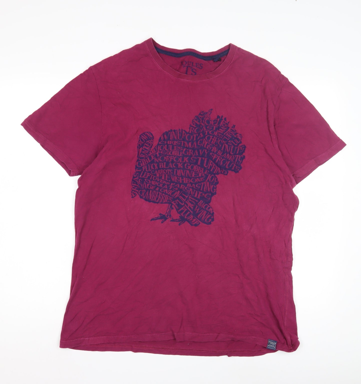 Joules Mens Red Graphic S T-Shirt, Cotton Crew Neck