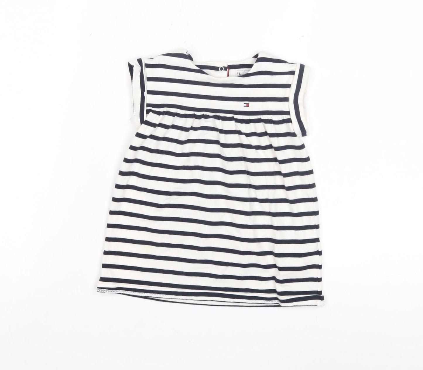 Tommy Hilfiger Girls Navy Striped A-Line Dress, 24 Months