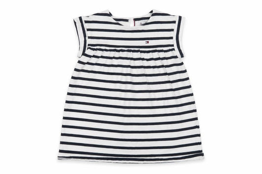 Tommy Hilfiger Girls Navy Striped A-Line Dress, 24 Months