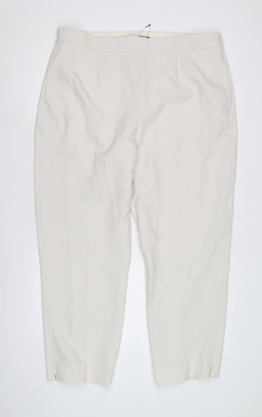 Womens UK Size 12 Marks and Spencer Regular Fit Business Casual Ivory Trousers