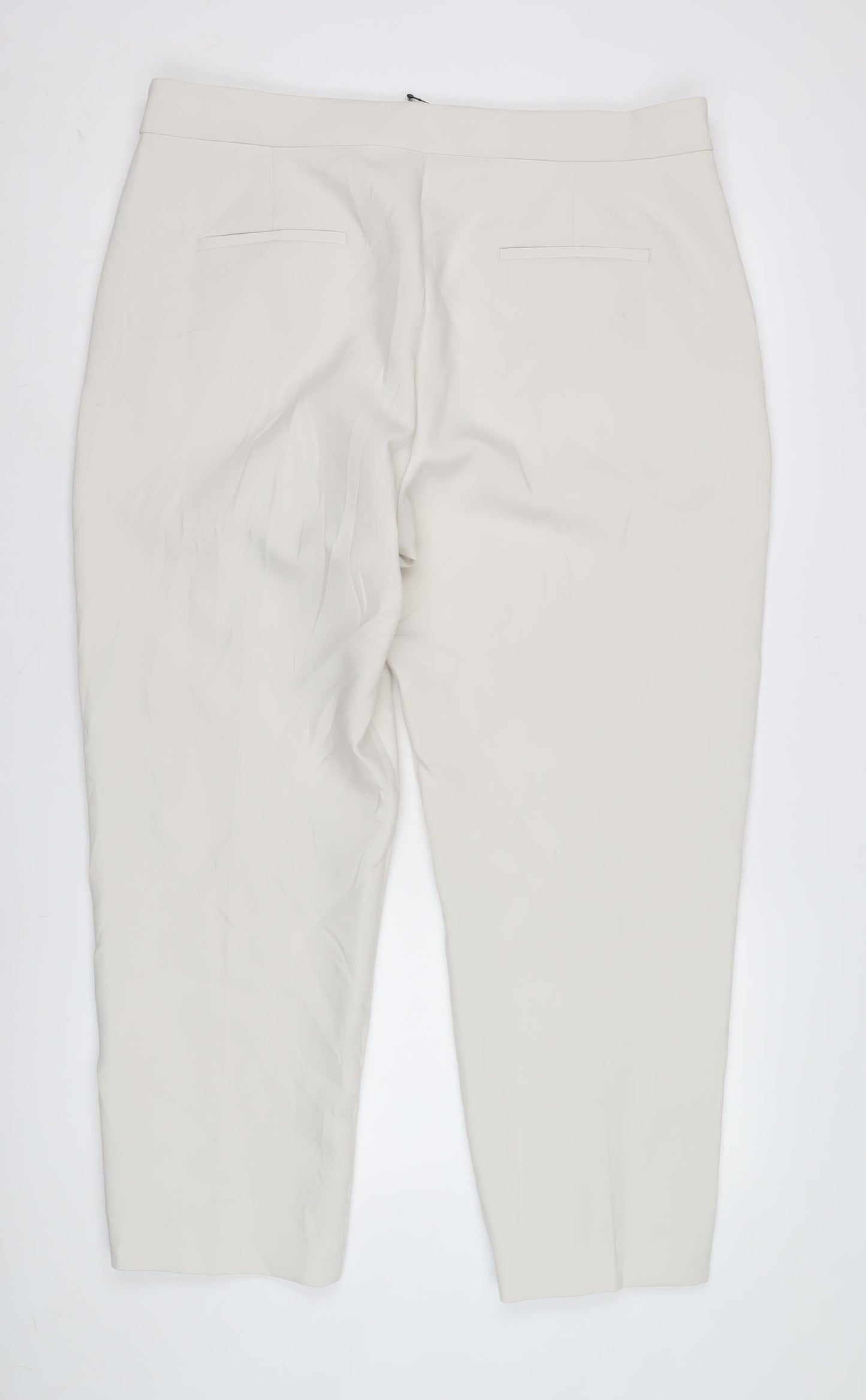 Womens UK Size 12 Marks and Spencer Regular Fit Business Casual Ivory Trousers
