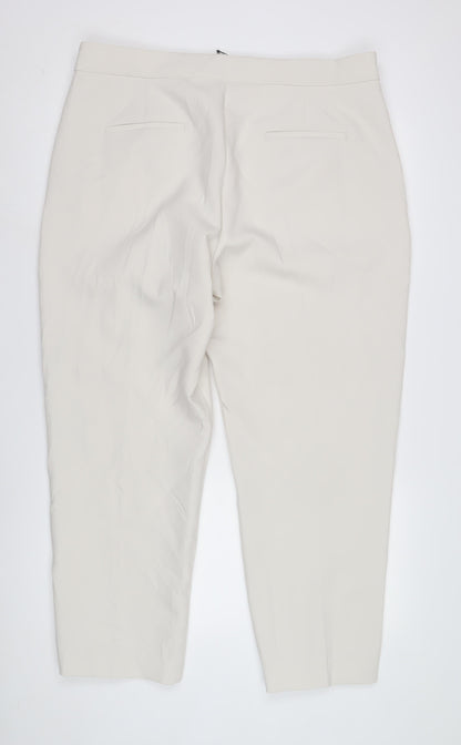 Womens UK Size 12 Marks and Spencer Regular Fit Business Casual Ivory Trousers