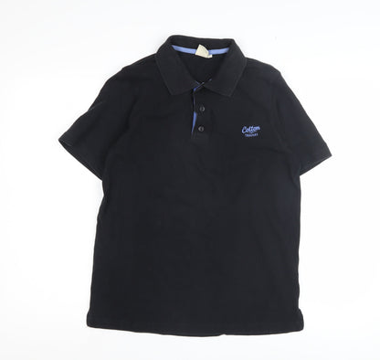 Cotton Traders Men's Black Polo Shirt, Size S
