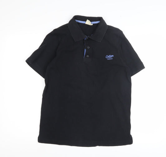 Cotton Traders Men's Black Polo Shirt, Size S