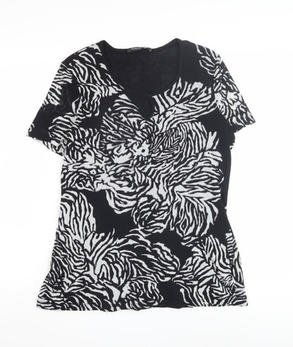 Betty Barclay Women's Black Animal Print T-Shirt Size 16