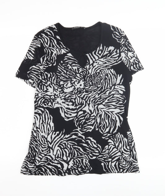 Betty Barclay Women's Black Animal Print T-Shirt Size 16
