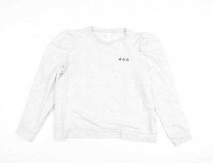 H&M Women's White Pullover Sweatshirt, Casual Cotton, Size M