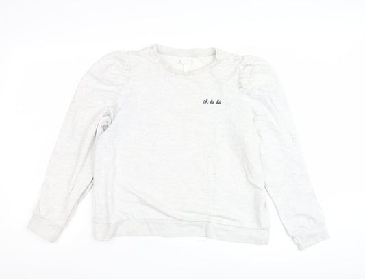 H&M Women's White Pullover Sweatshirt, Casual Cotton, Size M