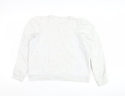 H&M Women's White Pullover Sweatshirt, Casual Cotton, Size M