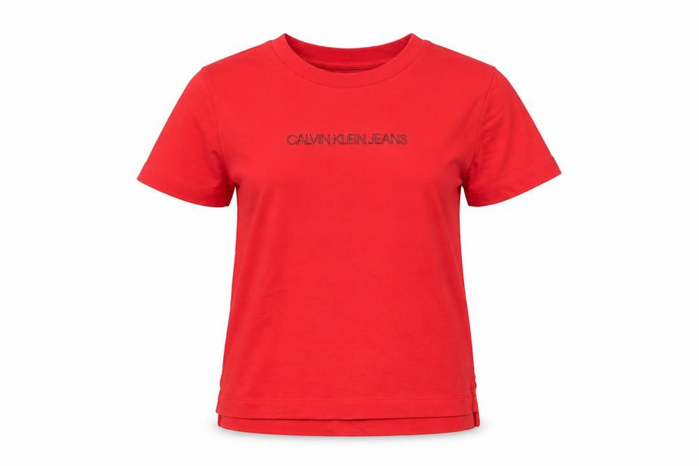 Womens UK Size S Calvin Klein Red Basic T-Shirt