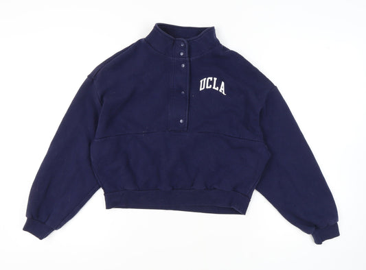 H&M Unisex Blue College Henley Sweatshirt M