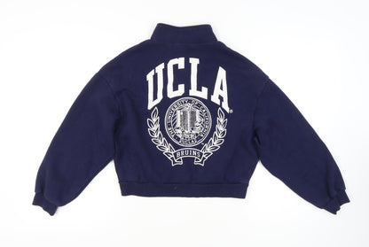 H&M Unisex Blue College Henley Sweatshirt M