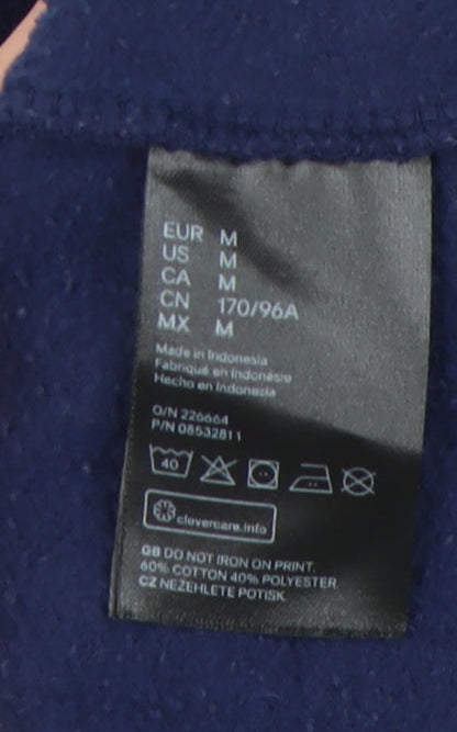 H&M Unisex Blue College Henley Sweatshirt M