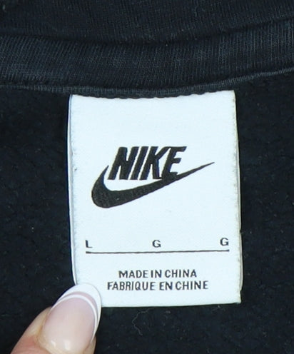 Nike Unisex Black Full Zip Hoodie L - Logo - Excellent Cond