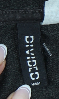 H&M Unisex Black Pullover Hoodie, M, Casual Style