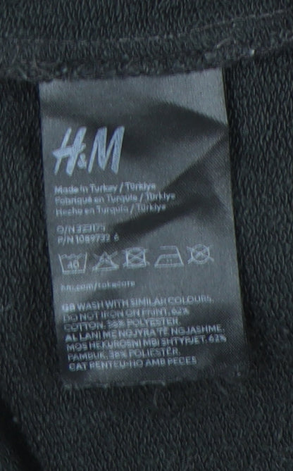H&M Unisex Black Pullover Hoodie, M, Casual Style