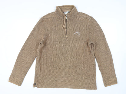 Weird Fish Men's Brown 1/4 Zip Knit Sweatshirt S