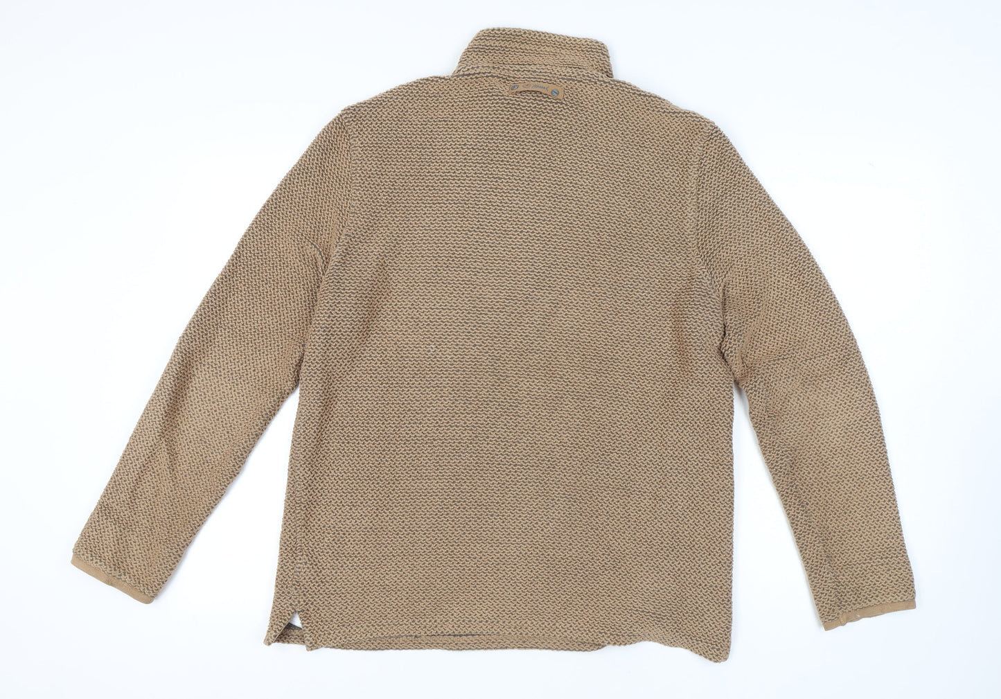 Weird Fish Men's Brown 1/4 Zip Knit Sweatshirt S