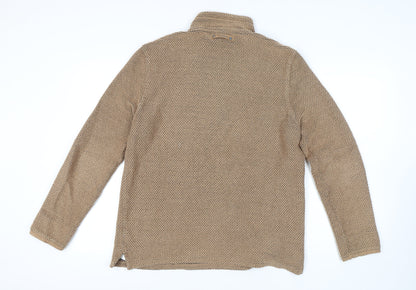 Weird Fish Men's Brown 1/4 Zip Knit Sweatshirt S