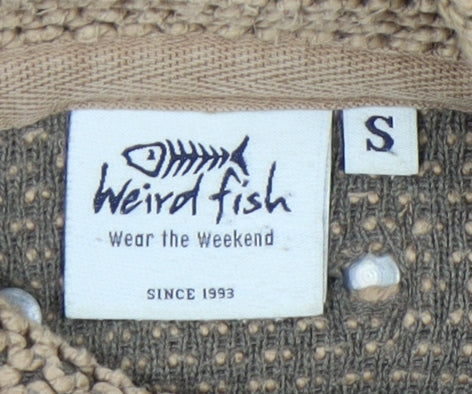 Weird Fish Men's Brown 1/4 Zip Knit Sweatshirt S