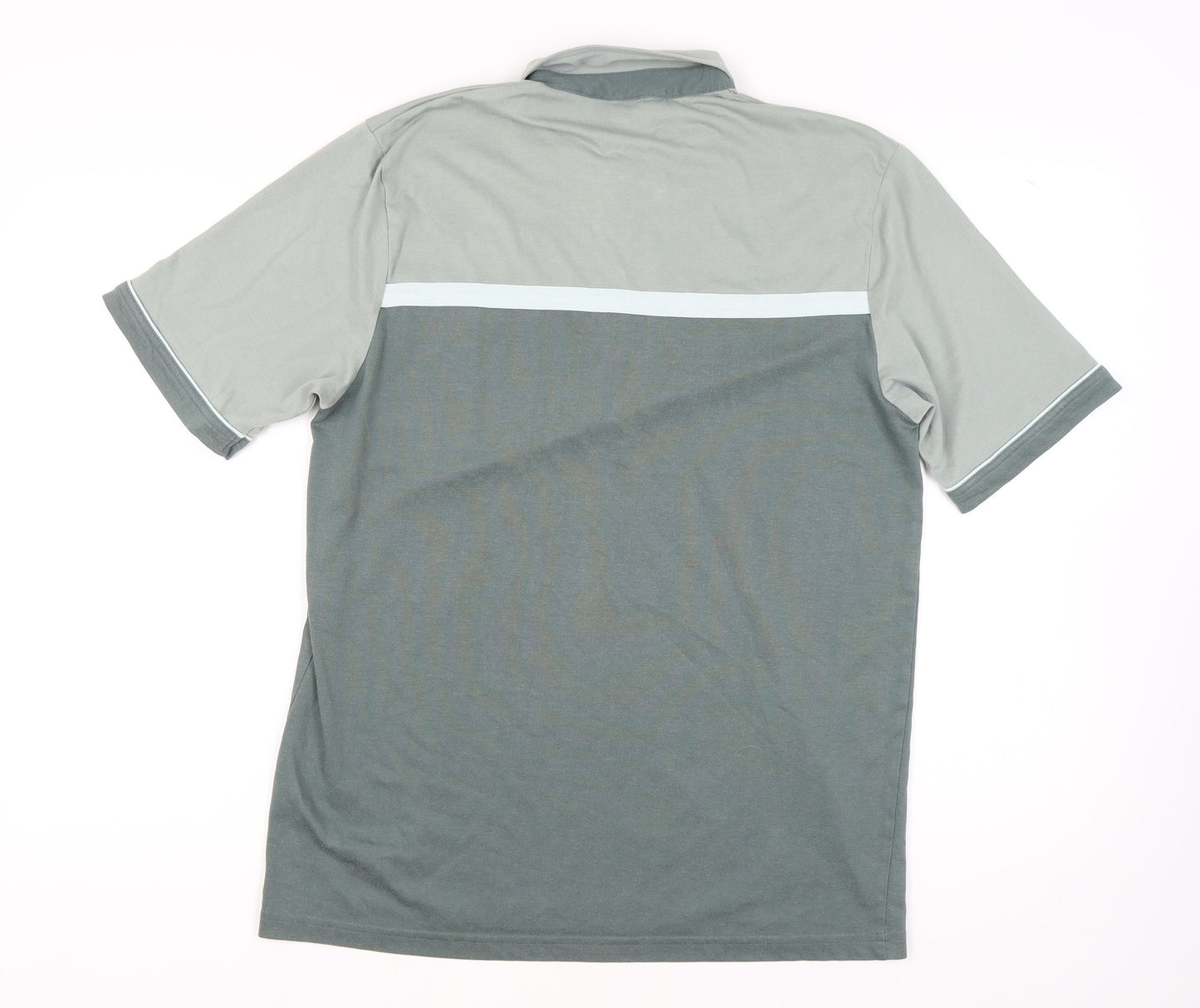 Carabou Men's Green Large Polo, Striped Cotton